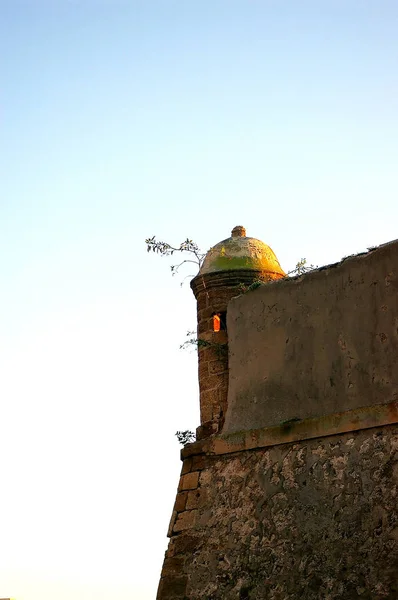 Endülüs Cadiz Körfezinde Santa Catalina Kalesinde Plajın Watchtower Spanya Avrupa — Stok fotoğraf