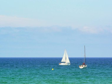 Gijon, Asturias sahilinde plaj. İspanya. Avrupa