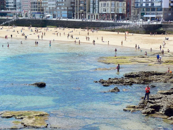 Playa Costa Gijón Asturias España Europa — Foto de Stock