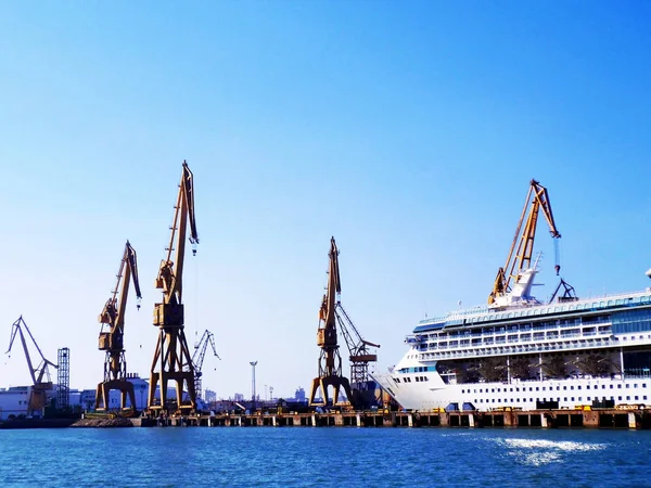 Grúas Para Reparación Embarcaciones Bahía Cádiz Capital Andalucía España Europa — Foto de Stock