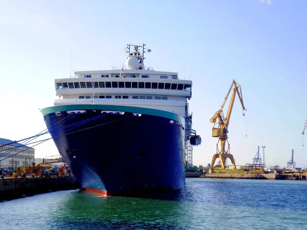 Grues Pour Réparer Les Bateaux Dans Baie Cadix Capitale Andalousie — Photo