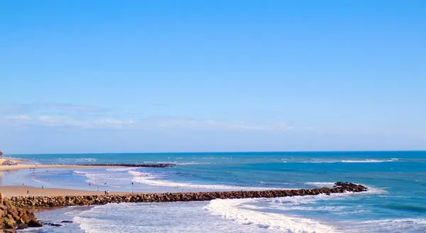 Rotsen Bij Zonsondergang Baai Van Cadiz Hoofdstad Andalusië Spanje Europa — Stockfoto