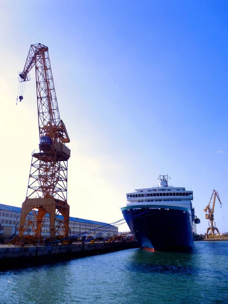Guindastes Para Reparar Barcos Baía Cádiz Capital Andaluzia Espanha Europa — Fotografia de Stock