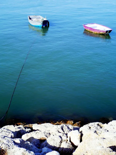Puente Constitucion Gün Batımında Balıkçı Tekneleri Pepa Defne Cadiz Içinde — Stok fotoğraf