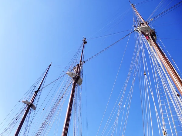 Segelbåts Mast Cadiz Andalusien Spanien — Stockfoto