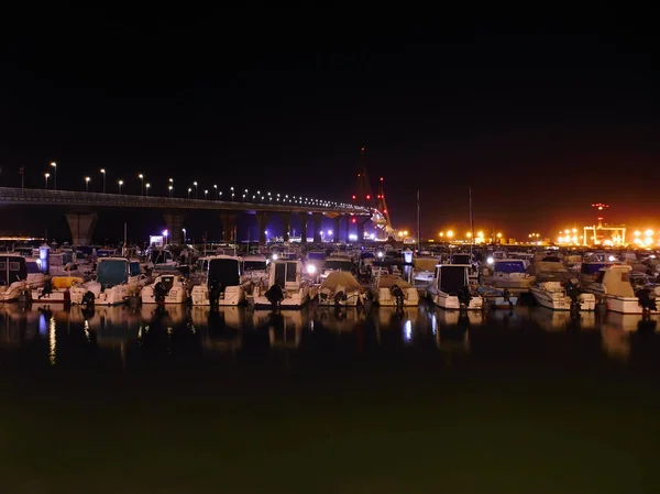 安达卢西亚Cdiz湾宪法之桥上的黄昏 拉佩帕 西班牙 — 图库照片