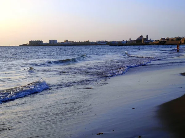 安达卢西亚卡迪斯市海滩湾的日落 西班牙 — 图库照片