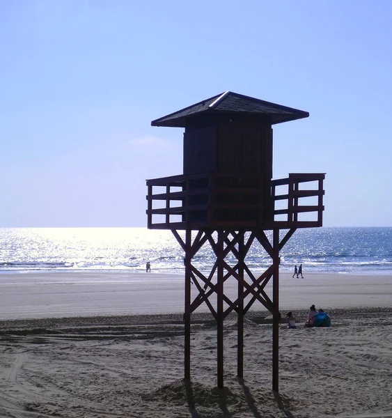 Casa Guardia Sulla Spiaggia Cadice Capitale Andalusia Spagna Europa — Foto Stock