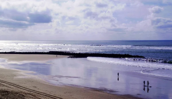 Solnedgång Vid Kusten Stranden Viken Staden Cadiz Andalusien Spanien Europa — Stockfoto