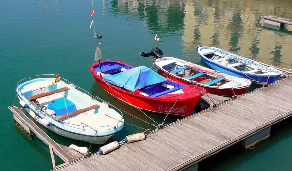 Fishing Boats Bay City Gijn Asturias Spain Europe — Stock Photo, Image