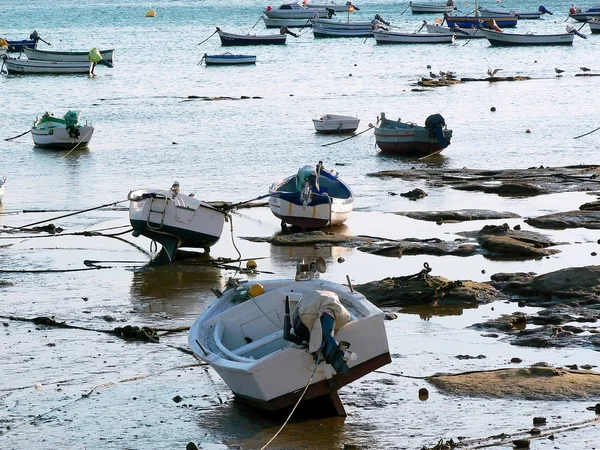 Barcos Pesca Praia Caleta Baía Capital Cádiz Andaluzia Espanha Europa — Fotografia de Stock