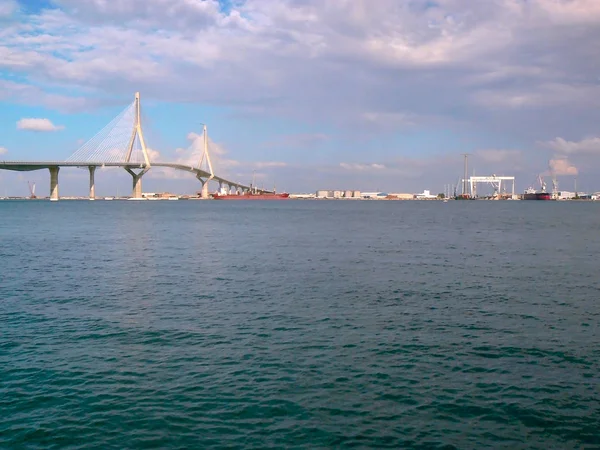 Sunset Bridge Constitution Called Pepa Bay Cadiz Andalusia Spain Europe — Stock Photo, Image