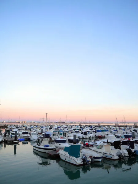 Fiske Båtar Vid Solnedgången Viken Cdiz Andalusien Spanien Europa — Stockfoto