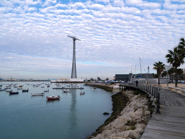 Cadiz Başkenti Endülüs Körfezi Nde Elektrik Kulesi Spanya Avrupa — Stok fotoğraf