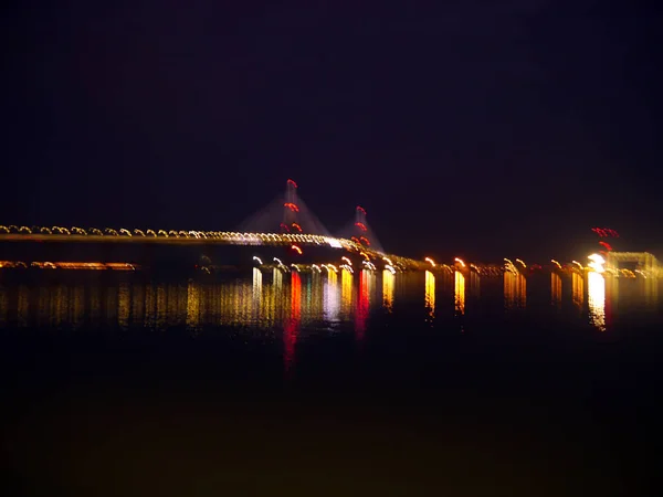 Sonnenuntergang Der Puente Constitucion Genannt Pepa Der Bucht Von Cadiz — Stockfoto