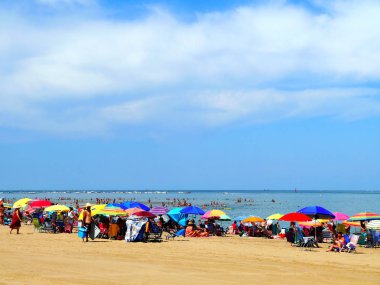 Sanlucar de Barrameda plajı. Cadiz. Endülüs. İspanya. Avrupa. 25 Ağustos 2019