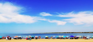 Sanlucar de Barrameda plajı. Cadiz. Endülüs. İspanya. Avrupa. 25 Ağustos 2019