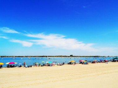 Sanlucar de Barrameda plajı. Cadiz. Endülüs. İspanya. Avrupa. 25 Ağustos 2019