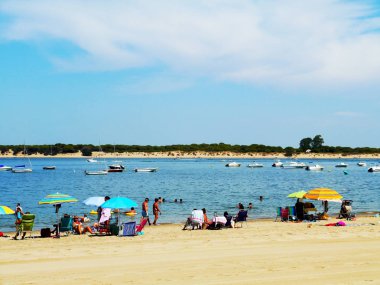 Sanlucar de Barrameda plajı. Cadiz. Endülüs. İspanya. Avrupa. 25 Ağustos 2019
