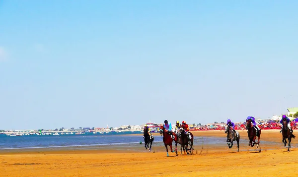 Sanlucar Barrameda Cadiz Spain August Horse Racing Beach Sanlucar Barrameda — Stock Photo, Image