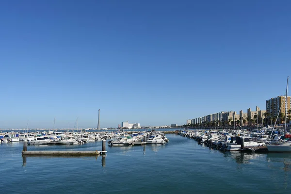 Barcos Pesqueros Junto Puente Constitución Llamado Pepa Costa Capital Cdiz — Foto de Stock