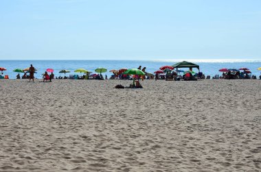 Sanlucar de Barrameda plajı. Cadiz. Endülüs. İspanya. Avrupa. 25 Ağustos 2019