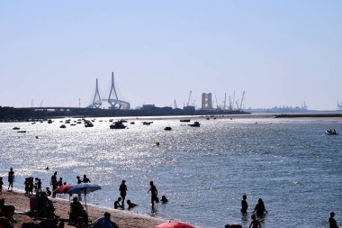 Cadiz 'de Puerto Real plajı. Endülüs İspanya. Avrupa. 14 Ağustos 2019