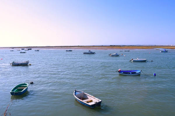 Barcos Pesca Costa Baía Puerto Real Cádiz Andaluzia Espanha Europa — Fotografia de Stock