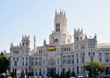 Palacio de Cibeles, Madrid Belediye Binası 'nın merkezi. İspanya. Avrupa 17 Eylül 2019