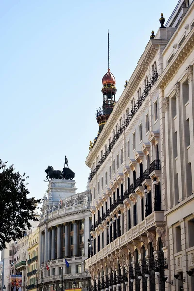 Caballos Del Edificio Cuadrigas Calle Alcalá Madrid España Europa Anteriormente — Foto de Stock