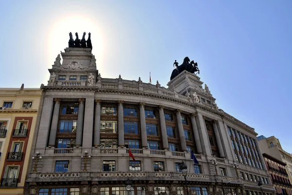 Caballos Del Edificio Cuadrigas Calle Alcalá Madrid España Europa Anteriormente — Foto de Stock