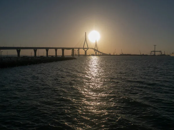 Napkelte Alkotmányos Hídon Pepa Andalúziai Cdiz Öbölben Spanyolországba Európa — Stock Fotó