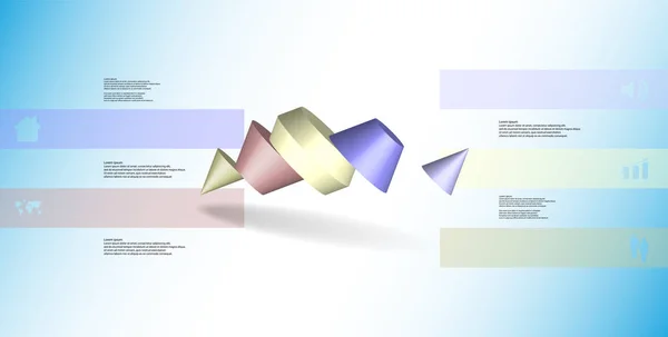 Šablona Ilustrace Infografiku Dva Špičatý Kužel Rozdělen Pěti Částí Barvu — Stockový vektor