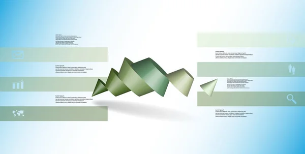 Šablona Ilustrace Infografiku Dva Špičatý Kužel Rozdělen Šesti Částí Zelené — Stockový vektor