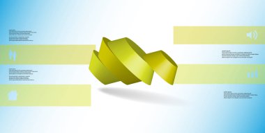 3D çizim Infographic şablonu. Yuvarlak sekizgen dört renk bölümlerine ayrılmıştır. Mavi beyaz zemin üzerine dökülen çarpık nesnesidir. Renk çubukları basit işaretler ile yan yana olan.