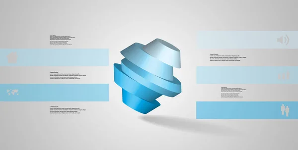 Modelo Infográfico Ilustração Octógono Redondo Dividido Cinco Partes Coloridas Objeto — Vetor de Stock