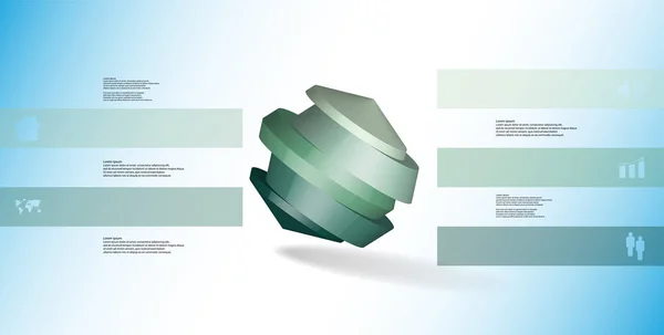 Illustratie Infographic Sjabloon Ronde Octagon Onderverdeeld Naar Vijf Delen Van — Stockvector