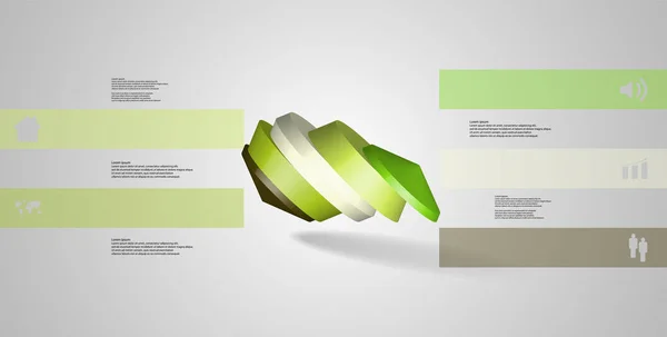 Illustratie Infographic Sjabloon Ronde Octagon Onderverdeeld Naar Vijf Delen Van — Stockvector