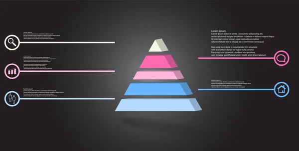 Plantilla Infografía Ilustración Triángulo Relieve Divide Cinco Partes Color Objeto — Archivo Imágenes Vectoriales