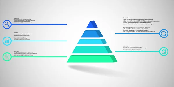 Инфографический Шаблон Иллюстрации Тиснутый Треугольник Делится Пять Цветовых Частей Объект — стоковый вектор