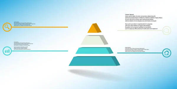 Illustration Infografik Vorlage Das Geprägte Dreieck Ist Vier Farbteile Unterteilt — Stockvektor