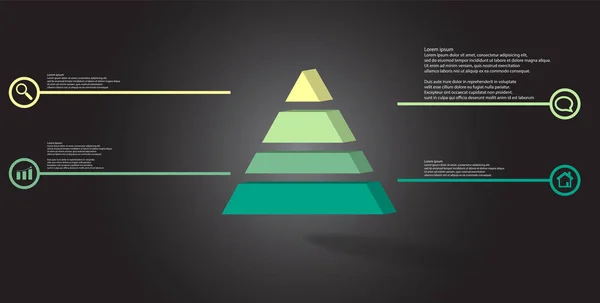 Illustratie Infographic Sjabloon Het Reliëf Driehoek Bestaat Vier Delen Van — Stockvector