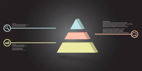 Illusztráció Infographic Sablon Dombornyomott Háromszög Mindhárom Szín Két Részre Van — Stock Vector