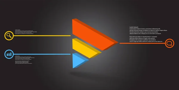 Modelo Infográfico Ilustração Triângulo Relevo Dividido Três Partes Coloridas Objeto —  Vetores de Stock