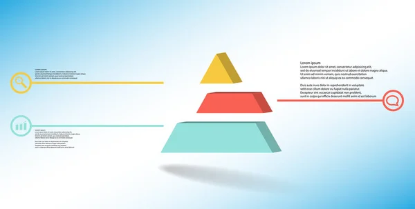 Plantilla Infografía Ilustración Triángulo Relieve Divide Tres Partes Cambiadas Color — Archivo Imágenes Vectoriales