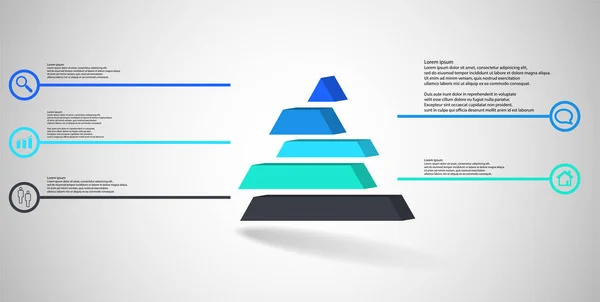 Illustratie Infographic Sjabloon Het Reliëf Driehoek Bestaat Vijf Kleur Verschoven — Stockvector