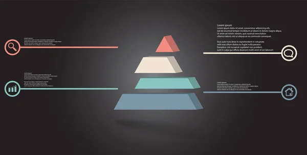 Plantilla Infografía Ilustración Triángulo Relieve Divide Cuatro Partes Cambiadas Color — Archivo Imágenes Vectoriales