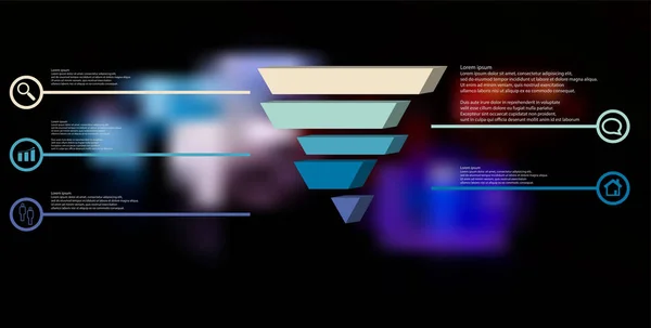3D Illustration Infografik Vorlage mit geprägtem Dreieck unterteilt in fünf verschobene Teile — Stockvektor