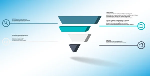 Modello infografico di illustrazione 3D con triangolo in rilievo diviso in quattro parti spostate — Vettoriale Stock