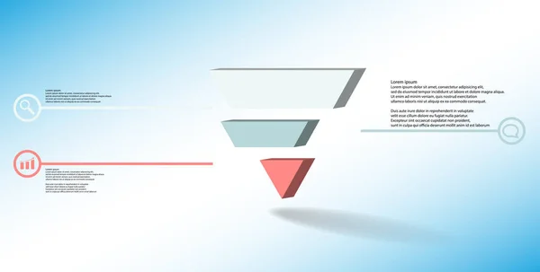 3D illustratie infographic sjabloon met reliëf driehoek verdeeld naar drie verschoven delen — Stockvector